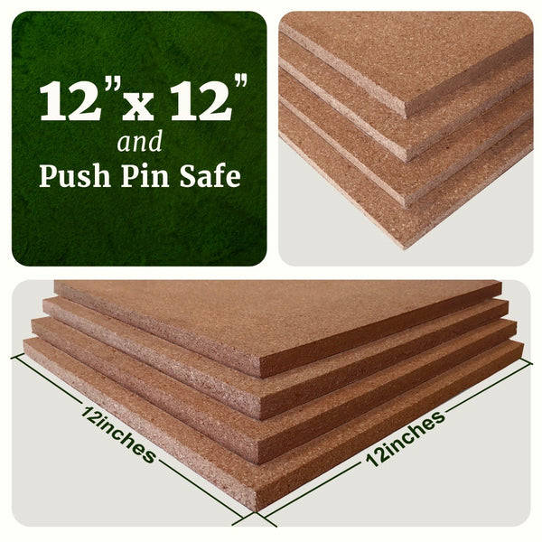 Premium Cork Tiles 12"x12" - 1/2" Thick - Cork Board - Bulletin Board - Mini Wall - Ultra Strong Self Adhesive Backing - 4 Pack