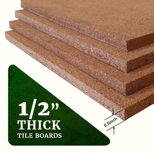 Premium Cork Tiles 12"x12" - 1/2" Thick - Cork Board - Bulletin Board - Mini Wall - Ultra Strong Self Adhesive Backing - 4 Pack